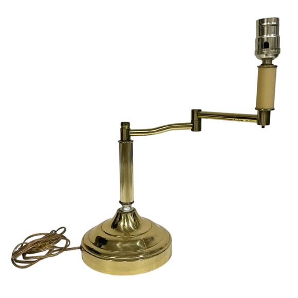 Vintage Swing Arm Brass 13” Table Desk Lamp Underwriters Laboratories - Picture 2 of 11